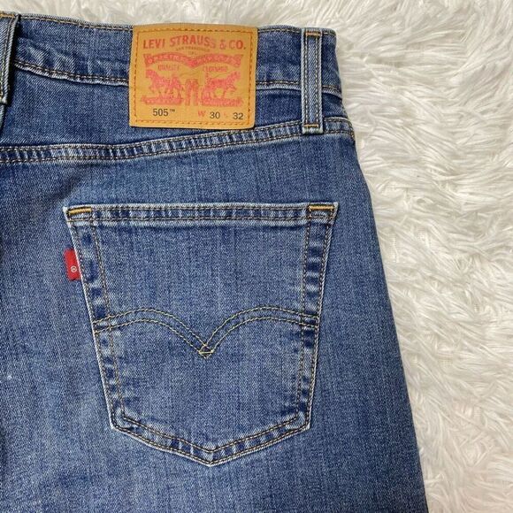 Levis 505 Jeans Mens 30x32 Straight Leg Blue Denim - Picture 6 of 10